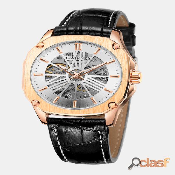 Lazer Esportes Estilo Masculino Watch Black Couro Banda