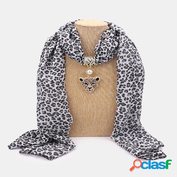 Leopardo vintage Padrão colar de lenço feminino coruja de