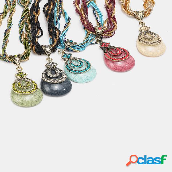 Liga Turquesa Stone Vintage Bohemian Handmade Pingente