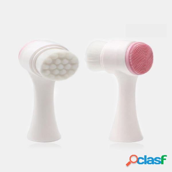 Limpeza facial de silicone Escova Frente e verso Soft