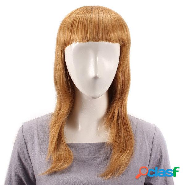 Long Straight Full Bang Wig Perucas de cabelo humano Virgin