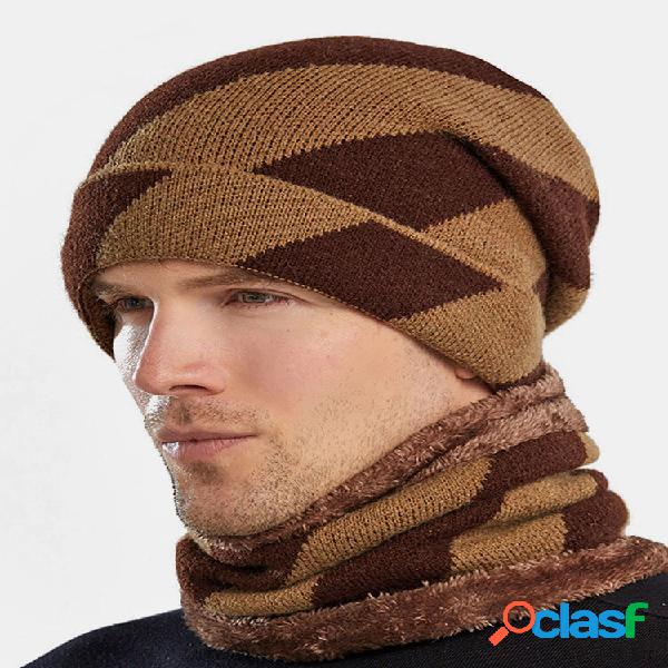 Masculino 2 PCS listrado Plus veludo grosso inverno ao ar