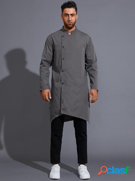 Masculino Fall Irregular Suporte Colarinho Cor Sólida