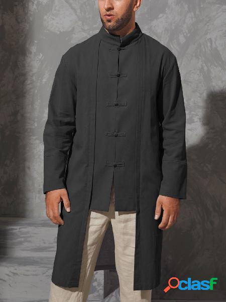 Masculino casual outono estilo retro colarinho liso midi