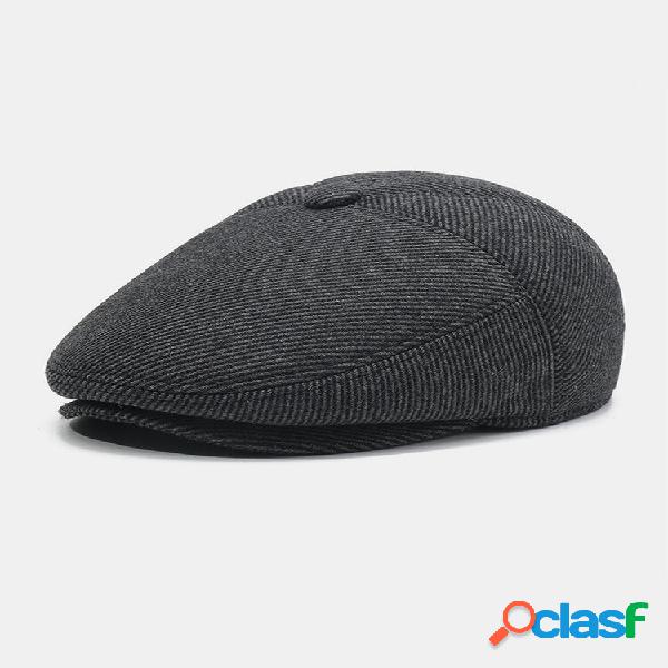 Men Wool Orelha Proteção Winter Outdoor Stripe Padrão