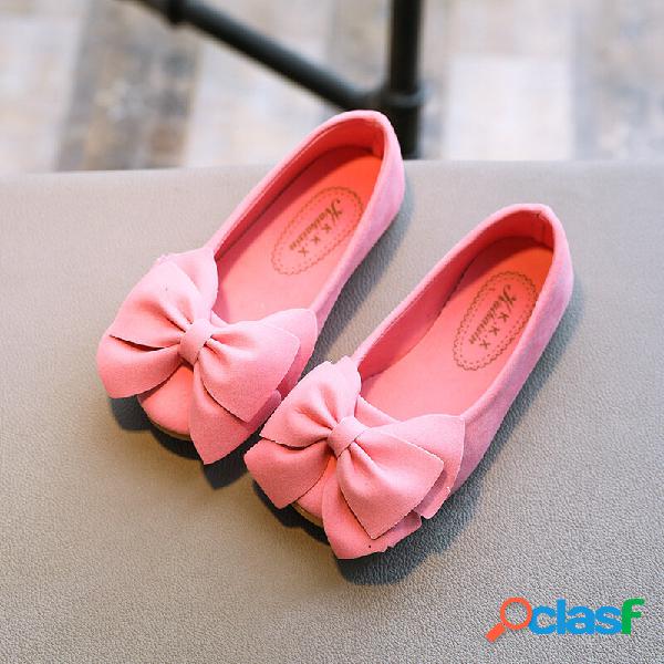 Meninas camurça bowknot decoração confortáveis sapatos