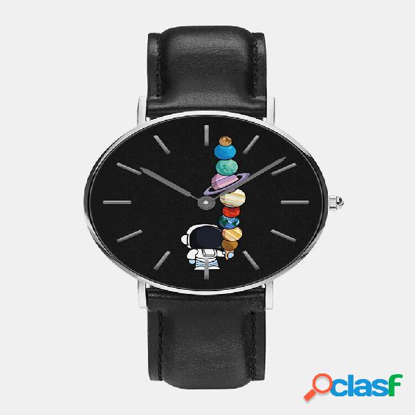 Mens Cartoon Astronaut Planet Print Quartz Watch