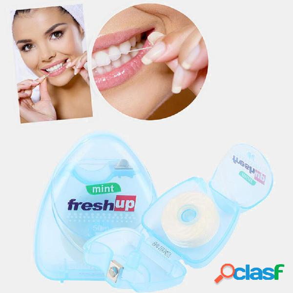 Micro-cera 50M portátil Dental Fio dental Limpa dentes