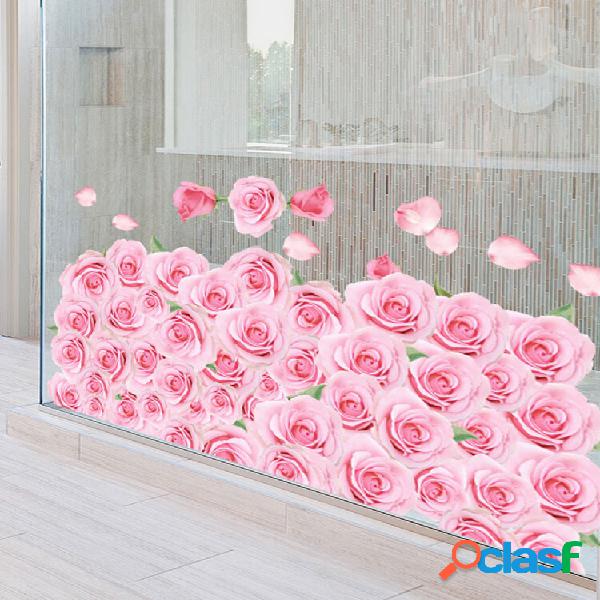 Miico 3D Rose Adesivo Decorativo Adesivo de Parede Banheiro