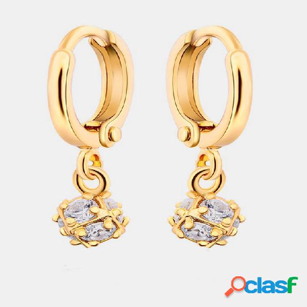 Moda Orelha Drop Brincos Bola irregular Ziron banhada a ouro