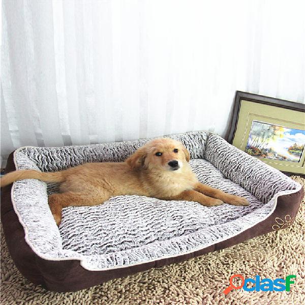 Padrão de Onda Rosa de Veludo Pet Dog Sofa Cama Grande Cão