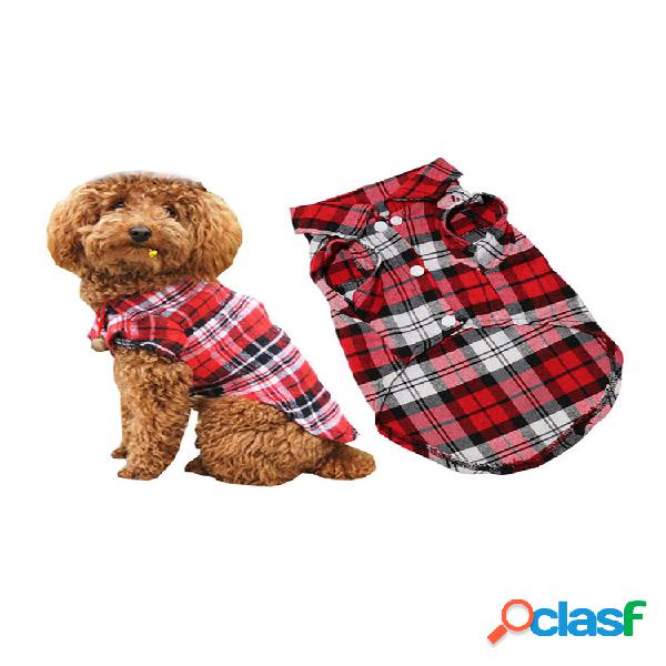 Pet Cachorro Roupas Soft Puppy Plaid Camisa Roupas Pet