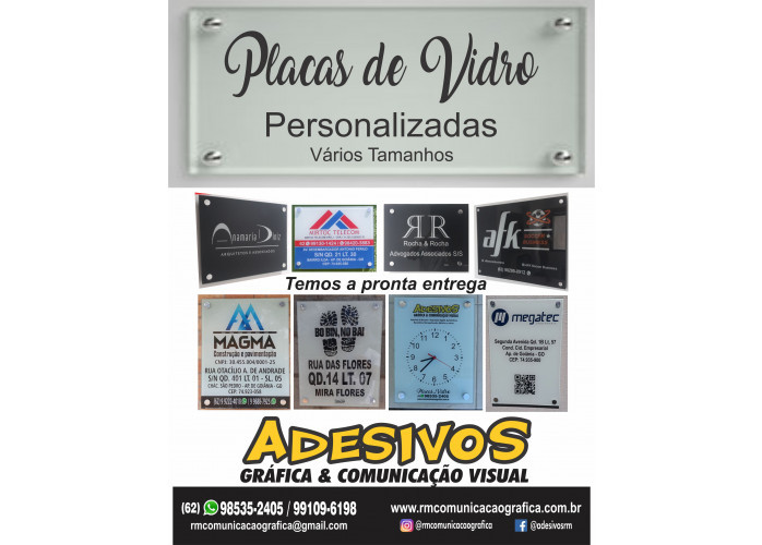 Placas de vidro personalizadas