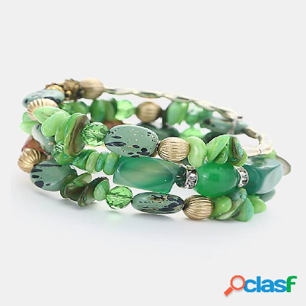 Pulseira Bohemian Gravel Multi Layer Turquesa Pulseira Para