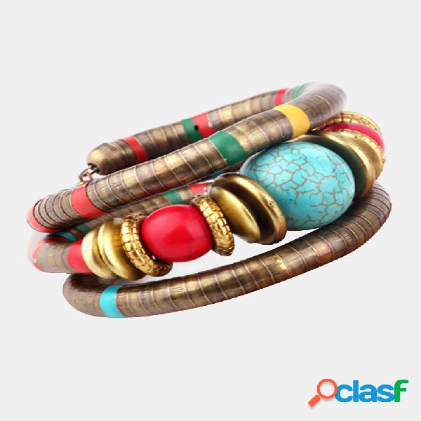 Pulseira Multicamada Boêmica Gotas de Turquesa