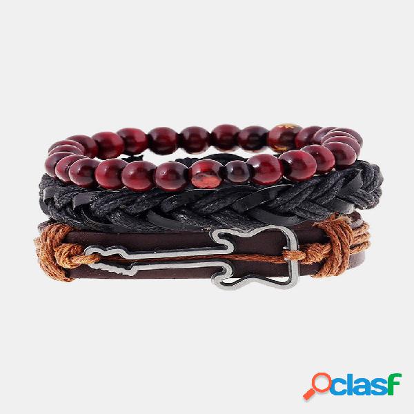 Pulseira de contas de Buda vintage Encanto pulseira de couro