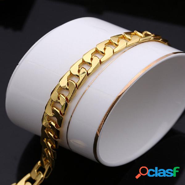 Pulseira de corrente de metal hiphop masculina de 10 mm com