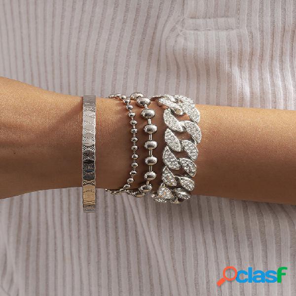 Pulseira de fivela cubana ajustável elegante e elegante