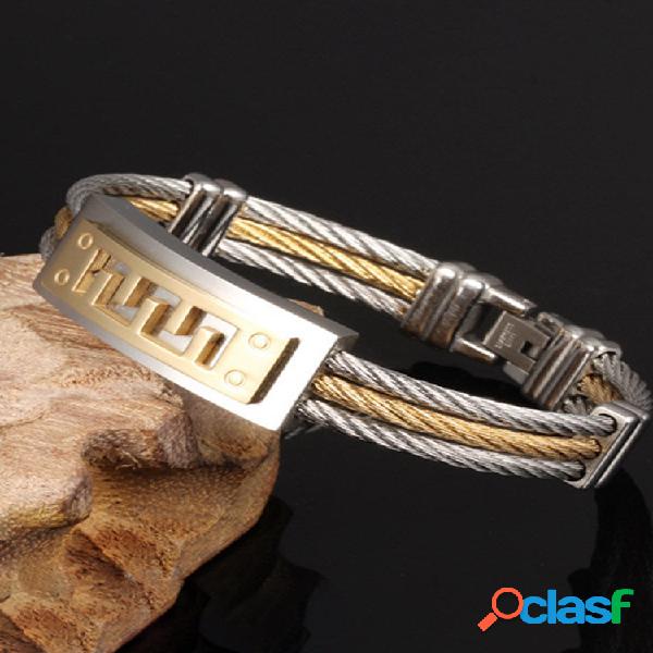 Pulseiras clássicas de aço inoxidável ouro prata cor à