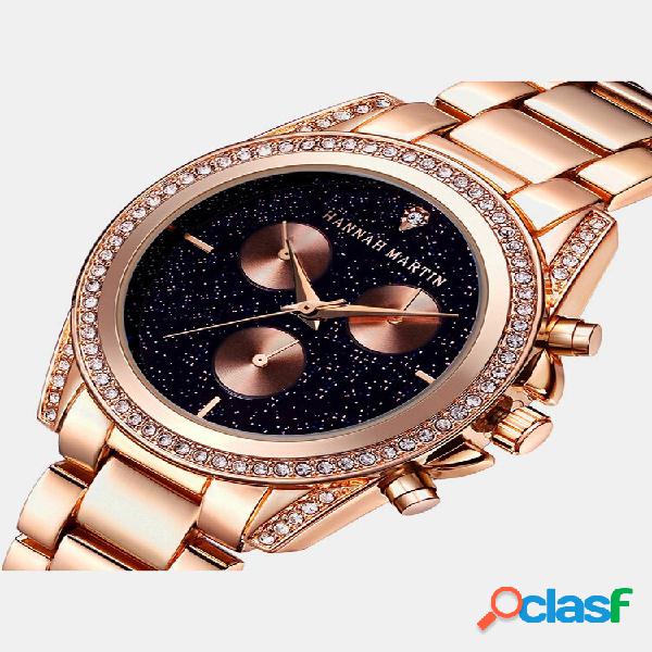 Relógios de luxo feminino de quartzo noturno Sky rosa ouro