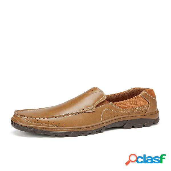Sapatos Mocassins Casuais Menico com Costura à Mão e Amplo