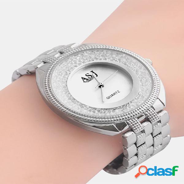 Simple Trendy Women Watch Alloy Banda Diamond Elegant Design