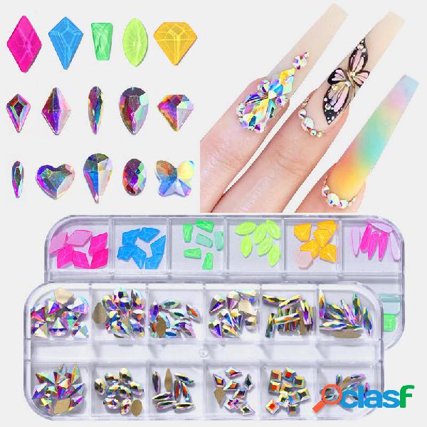 Strass DIY Misto Unhas Decorações Art Kit 3D Alta Prata