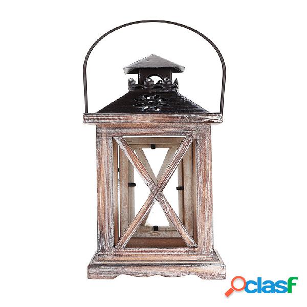 Suporte de vela de madeira vintage lanterna mesa de