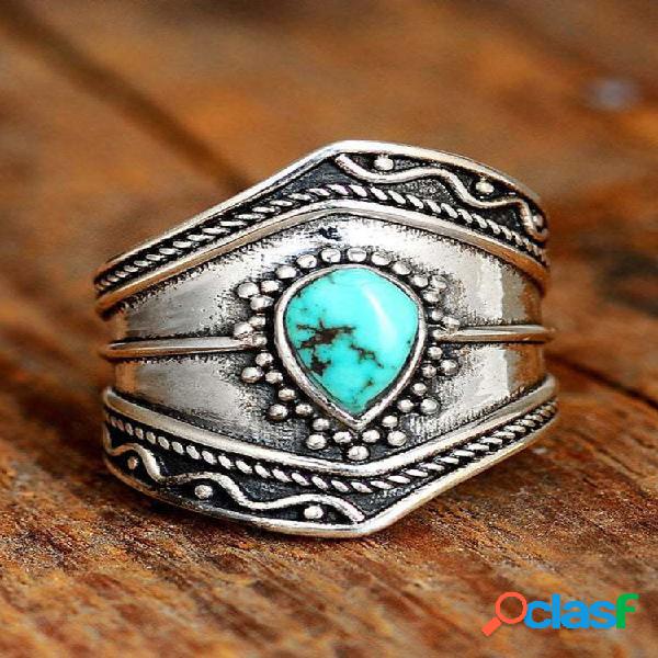 Turquoise Alloy Vintage Bohemian Irregular Ring em forma de