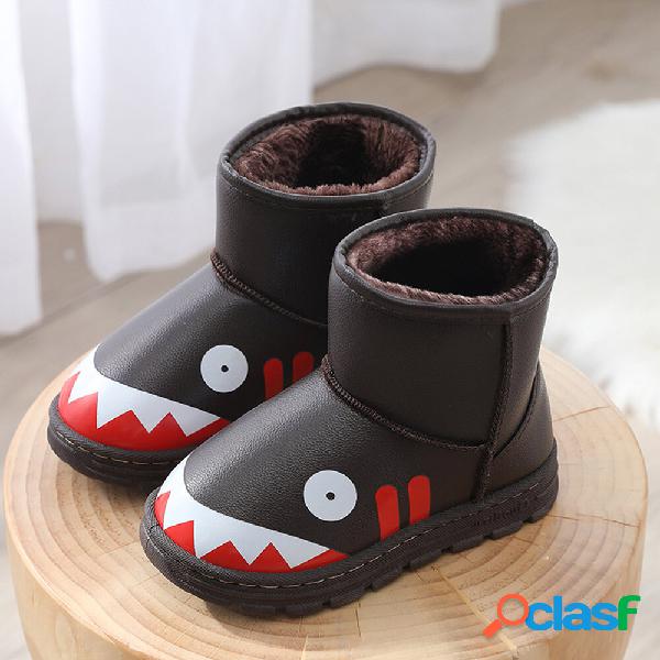 Unissex Kids Cute Shark Padrão Tampas de forro de pelúcia