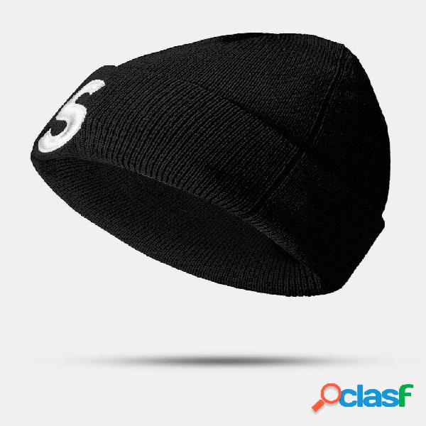 Unissex malha de lã S Letter Padrão gorro bordado Chapéu