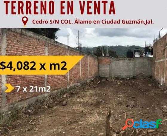 VENTA DE TERRENOS EN CD GUZMÁN,JAL COLONIA ALAMO X M2