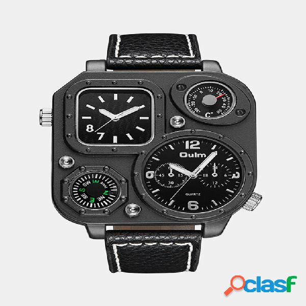 Vintage Grande Mostrador Masculino Watch Compasso Dual Time
