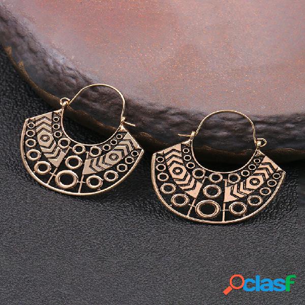 Vintage Scalloped Brincos Temperament Alloy Hollow Brincos