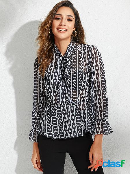 YOINS Blusa Amarela Atada Design Corrente Padrão