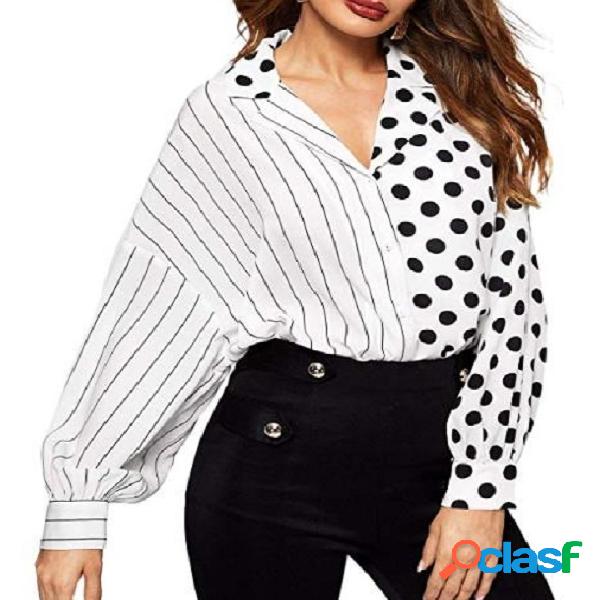 YOINS Blusa de bolinhas brancas Design
