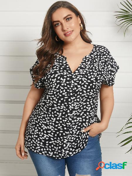 YOINS Plus Tamanho com decote em V Polka Dot Button Design