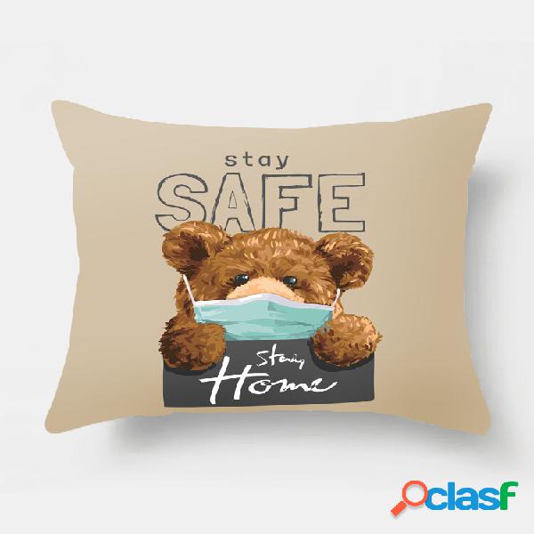 1 pc desenho animado urso impressão lockdown nota fronha