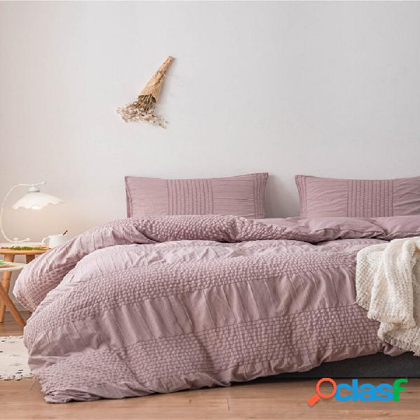 2/3 Pcs AB Lado Listrado Seersucker Padrão Conjunto De Cama