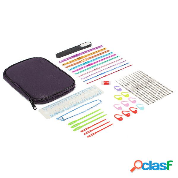 42pcs Kit de ganchos de crochê de alumínio para tapeçaria