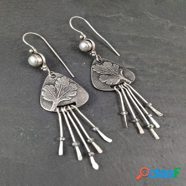 Borlas decoradas com pérolas vintage mulheres Brincos Tree