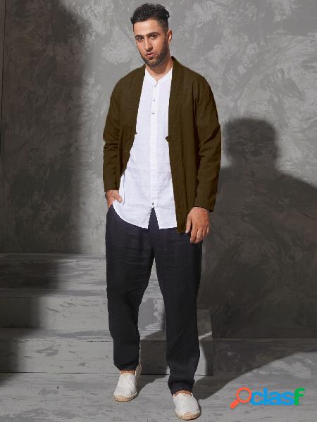 Casaco liso masculino casual com um botão na frente do