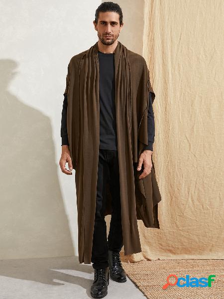 Casaco masculino casual liso solto moda irregular sem mangas