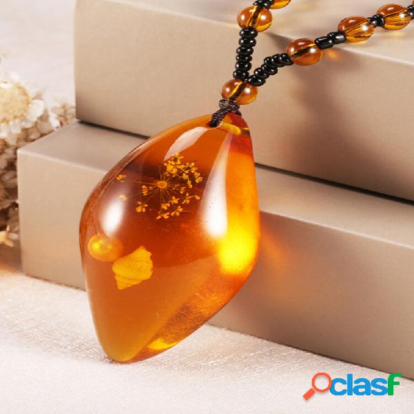 Colar Vintage Étnico Geométrico Cera de Abelhas com Gotas