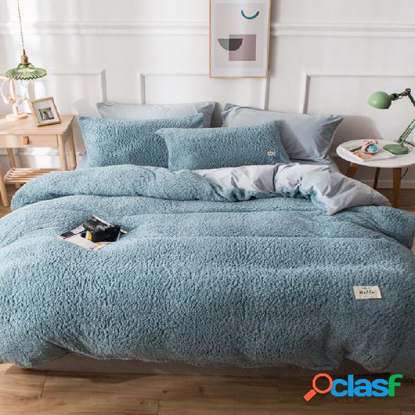 Conjunto de roupa de cama confortável com lençol de lã de