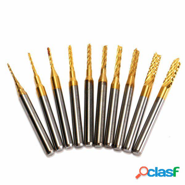 Drillpro DB-M1 10pcs 0.8-3mm Titanium Coated Engraving