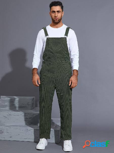 Macacões masculinos streetwear cor sólida veludo cotelê