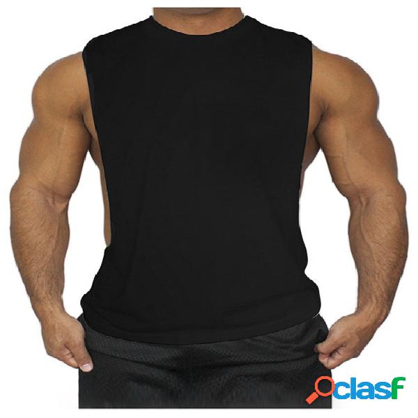 Masculino verão esportivo algodão Soft liso Aptidão