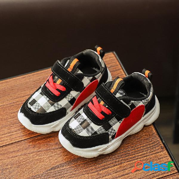 Unisex Kids Plaid Slip Resistente Gancho Loop Casual