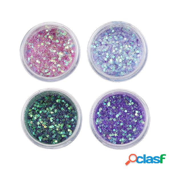 1 conjunto de cores misturadas roxo Sequins Glitter poeira
